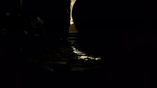 Empty Tomb with Crosses and Sunbeams for Easter