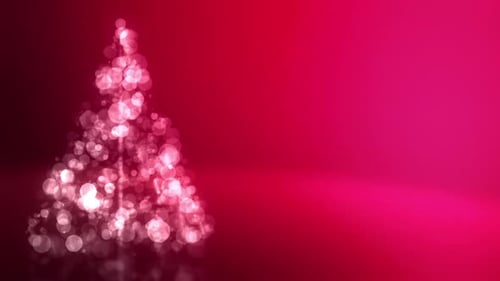 Elegant Christmas Tree Animation with Glowing Bokeh Particles