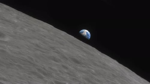 Lunar Program the Spacecraft Flies Over the Surface of the Moon