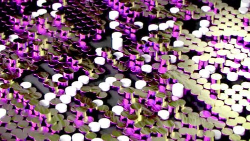Les paillettes brillent en violet et doré