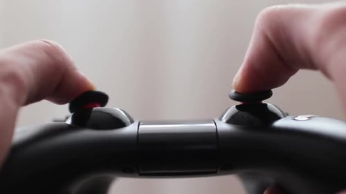 Using Controller Playing Video Games Close Up of Hands and Joypad