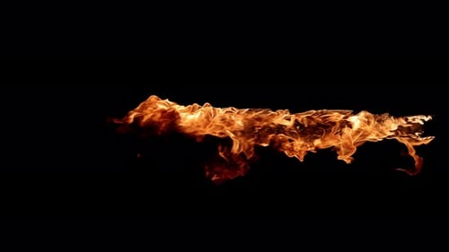 Feuer breitet sich aus und erzeugt eine Flammenspur auf schwarzem Hintergrund