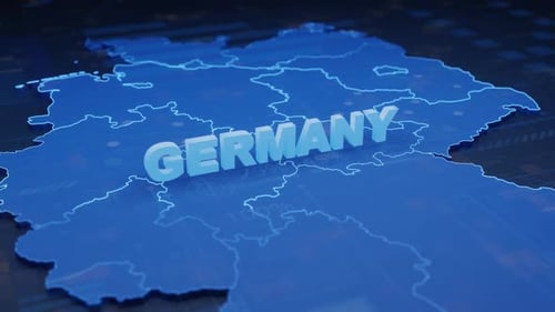 Animated 3D Germany Map with Digital Borders and Tech Background