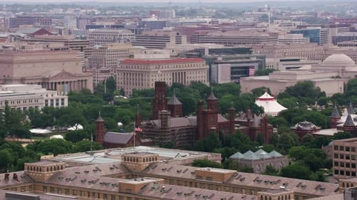 Washington, D.c. Circa-2017, Aerial View of the Smithsonian Castle. with Cineflex