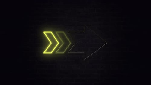 Animated Neon Arrow on Brick Wall Background
