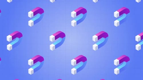 Seamless Isometric Magnet Pattern Loop Background Animation