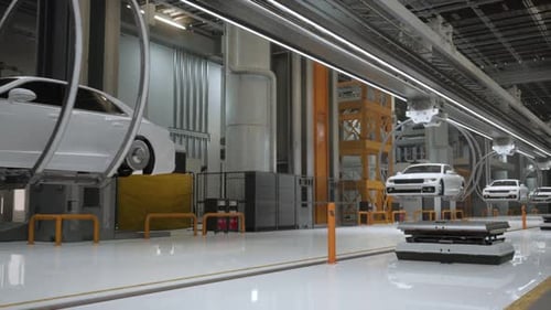 Ligne de production EV sur une usine lumineuse automatisée avancée