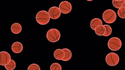 3D Basketball Falling Animation | Seamless Sports Ball Rain Loop