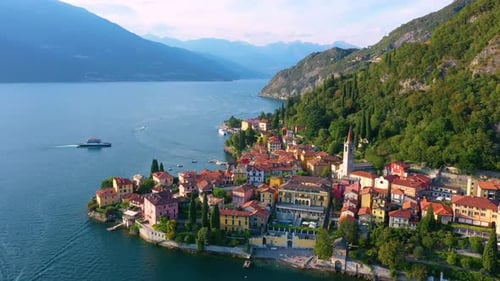 Village of Varenna on Como lake in Italy. Famous mountain lake in Italy