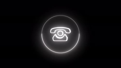 glowing circle phone call and social media icon animation