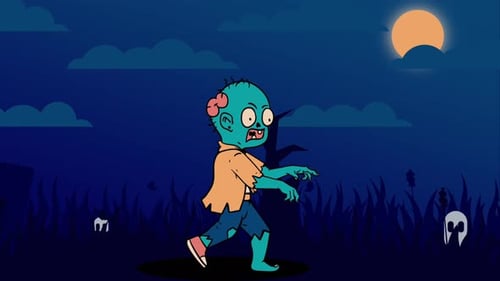 Cartoon Zombie Walk Cycle Animation with Spooky Background