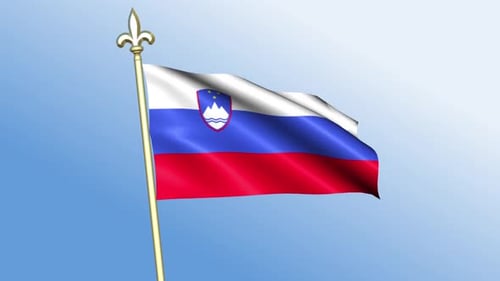 Animated Flag of Slovenia Waving on Flagpole