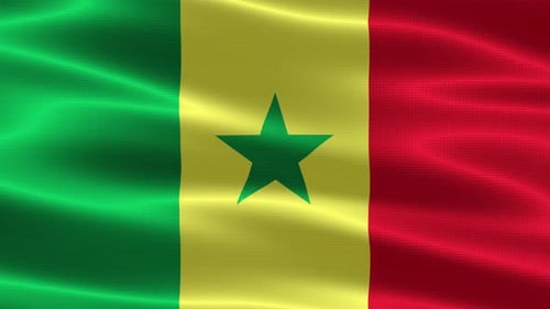 Realistic Waving Flag of Senegal