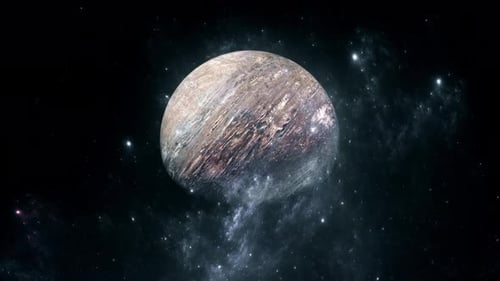 Planet Rotation In Space With Nebula