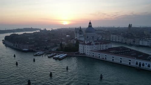 Aerial video over the tourist city of Venice, Italy
