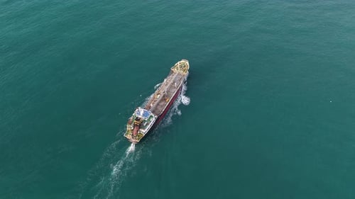 Tanker Vessel Arriving at Oil Refinery Thailand Aerial