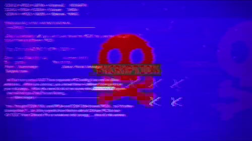 Texto de advertencia de cifrado en la pantalla de fondo de hackeo