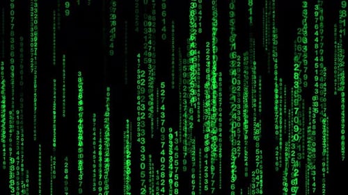 Matrix Style Digital Rain with Falling Green Numbers Background