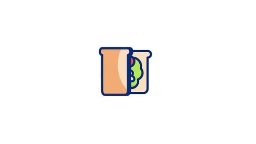 Animated Flat Design Sandwich and Toast Food Icons