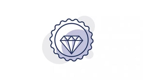 Animated Diamond Icon on Wavy Badge