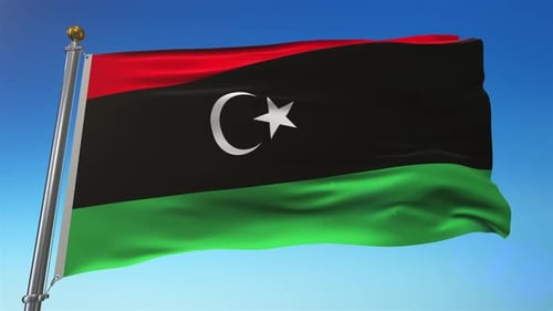 Flag Of Libya Against The Sky 4K