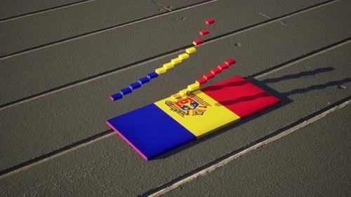 Domino Effect Reveals Moldova National Flag