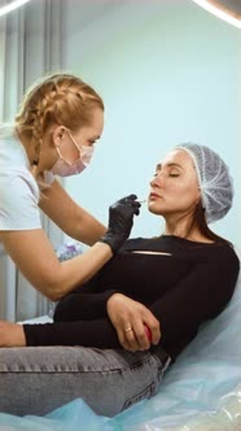 Cosmetologist Drawing Marks on Face Skin for Injection Mapping Before ...