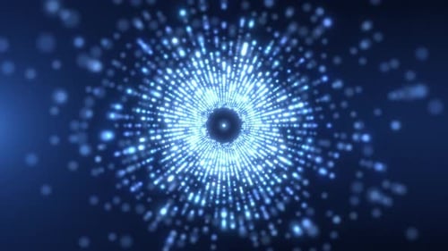 Science-Fiction oder Cyber-Tunnel-Mesh. Linien und Punkte bilden Informationsblöcke eines Hologramms