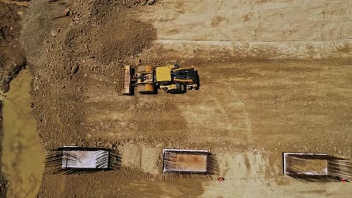 Bulldozer Pushing Of Soil