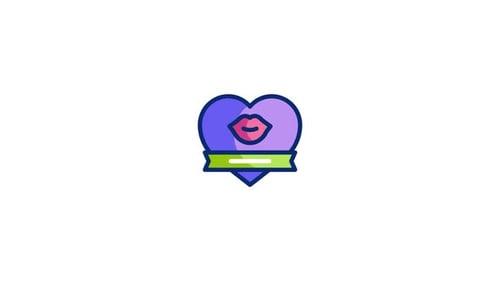 Animated Heart with Kiss and Ribbon Icon
