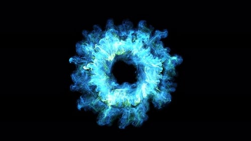 Blue Green Energy Explosion Ring Abstract Vortex With Particles Smoke Portal And Motion (2)