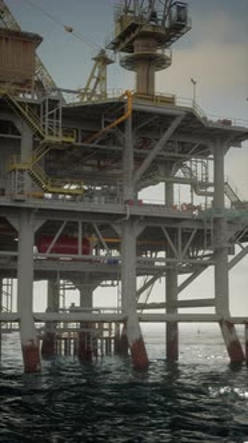 Aging Oil Platform in Vast Ocean