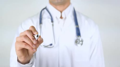 Doctor Writes 'Stop Disease' on Glass Surface