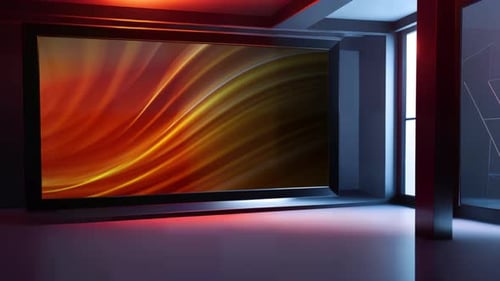 3D Virtual TV Studio News , TV On Wall.3D Virtual News Studio Background Loop