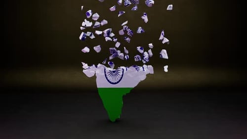 Animated 3D Map of India Flag Assembling Title Reveal