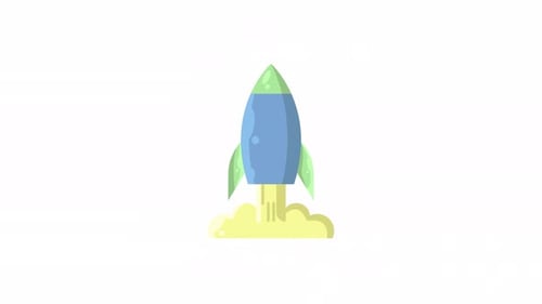 Flat Design Business Rocket Launch Icon Animation