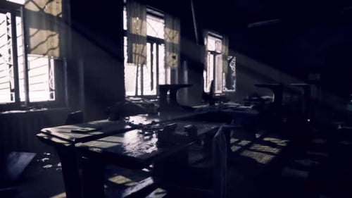 Dramatic Light Rays in Gritty Abandoned Room
