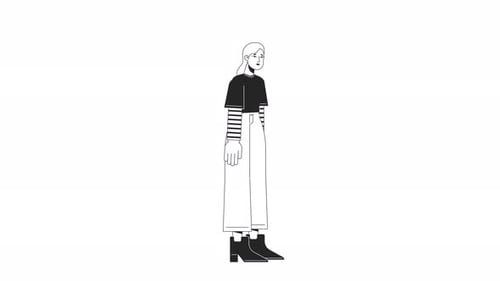 Girl Lowers Head Down Bw Animation