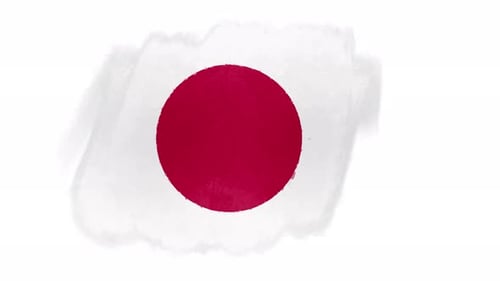 Gemälde mit japanischer Flagge im Grunge-Stil, transparent