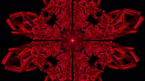 Crimson Fractal Mandala VJ Loop with Kaleidoscopic Metallic Petals and Glow