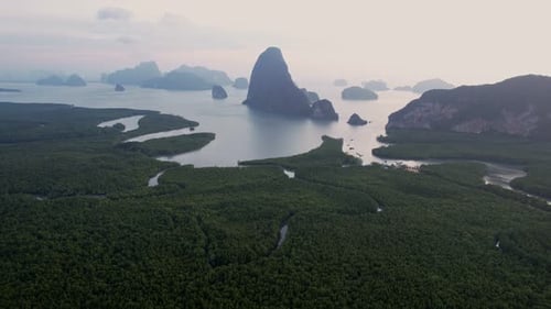 Vue aérienne du paysage de l'île