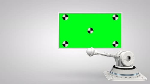 Computer monitor arm with green screen chroma key