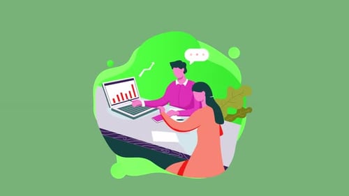 Flat Design Business Team Analyzing Data Animation