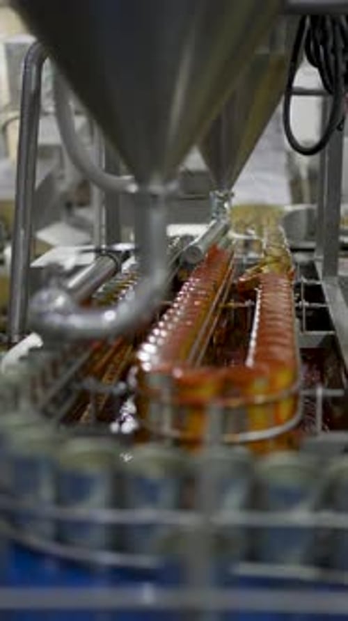 Line production of canned fish factory.