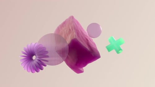 Colorful Abstract Objects Floating Motion Design Background Loop