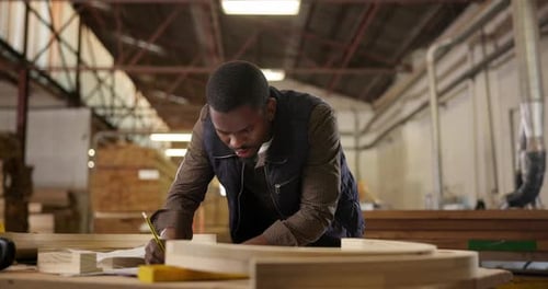 Carpenter, drawing and pencil with product design for construction, furniture or project