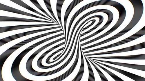 Black and White Optical Illusion Striped Tunnel Loop Animation