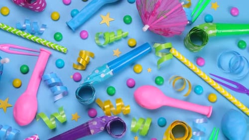 Colorful Party Favors Decorations Still Life