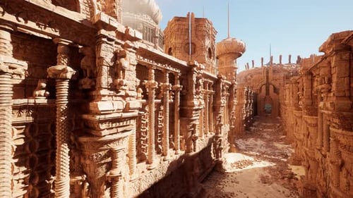 A Majestic Stone Temple Adorned with Intricate Ornaments