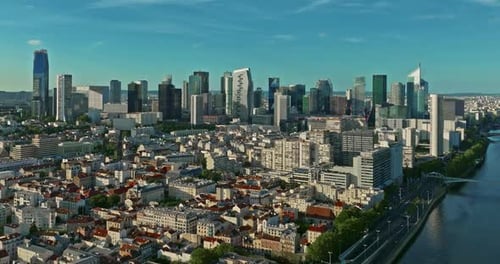 Commercial and Business Center of Paris France Aerial View of Modern Business District Skyscrapers